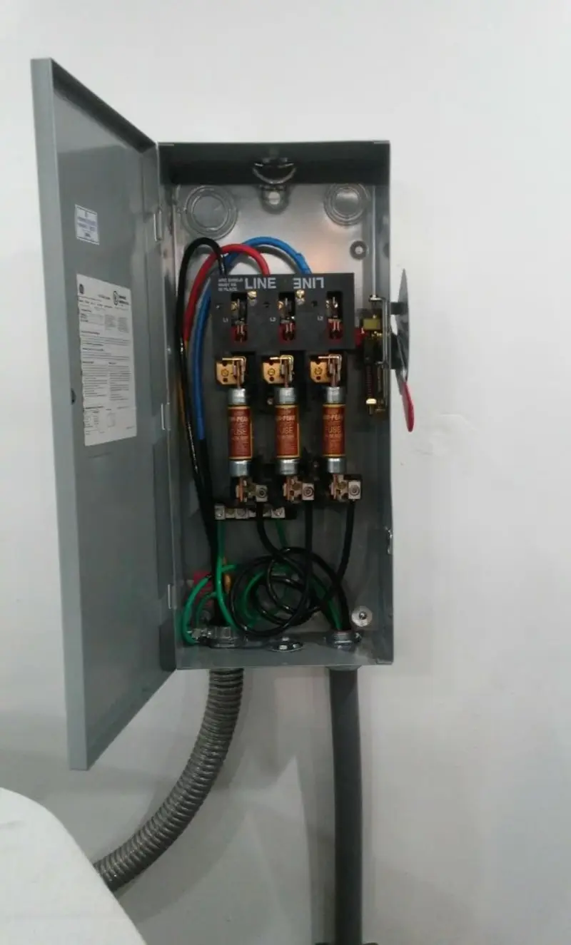Three-phase disconnect switch installed for Electrical Wiring & Rewiring in One Loudoun